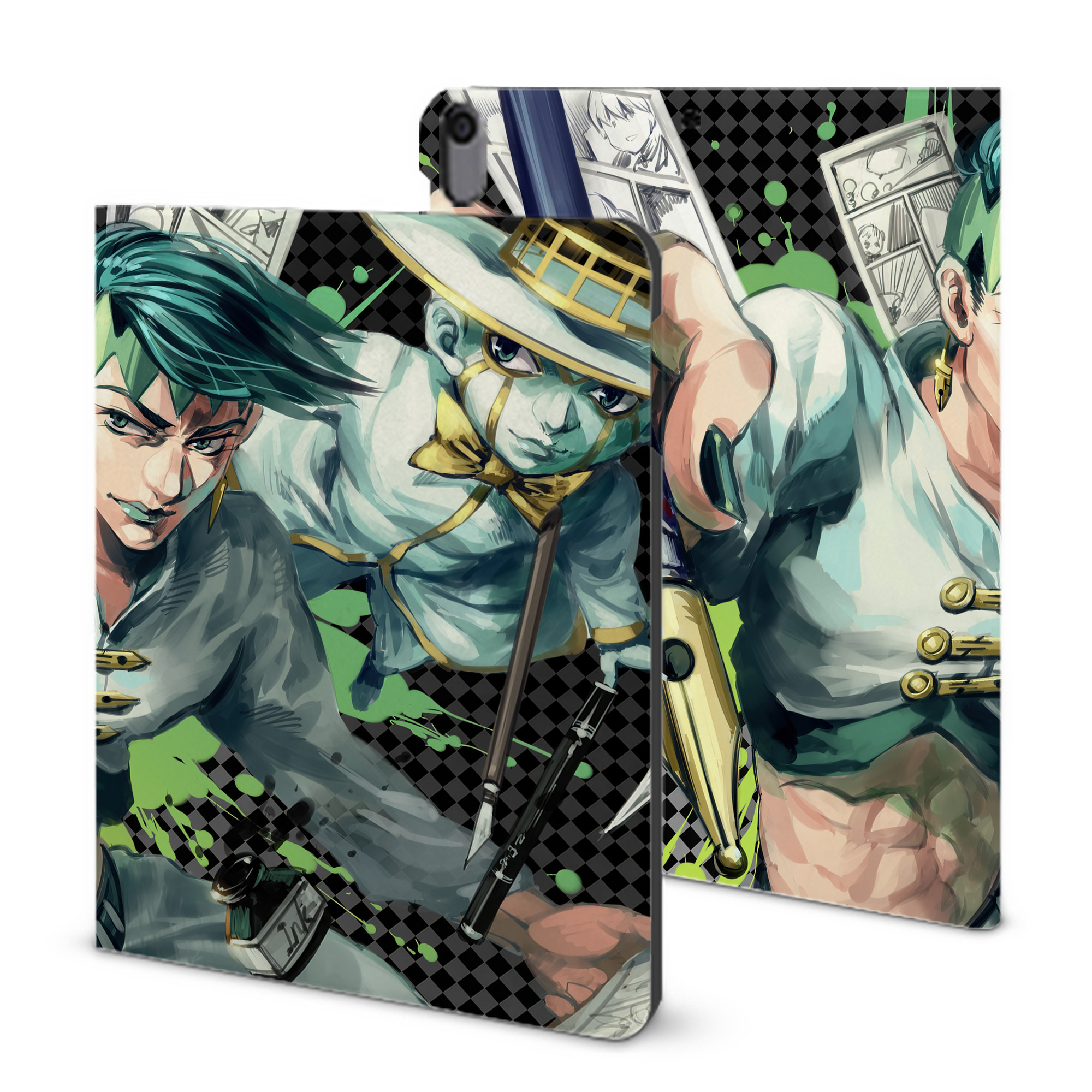 （画像用） ジョジョの奇妙な冒険 JoJo's Bizarre Adventure IPad ケース ブック型 PUレザー TPU 耐衝撃 軽量 薄型 ペン収納なし 全面保護 IPad 各モデル対応
